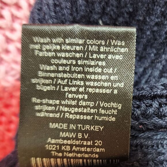 Vtg Airdate Amsterdam Sweater Women S Pink Navy Cotton Colorblock Knit Oversized - Picture 8 of 9